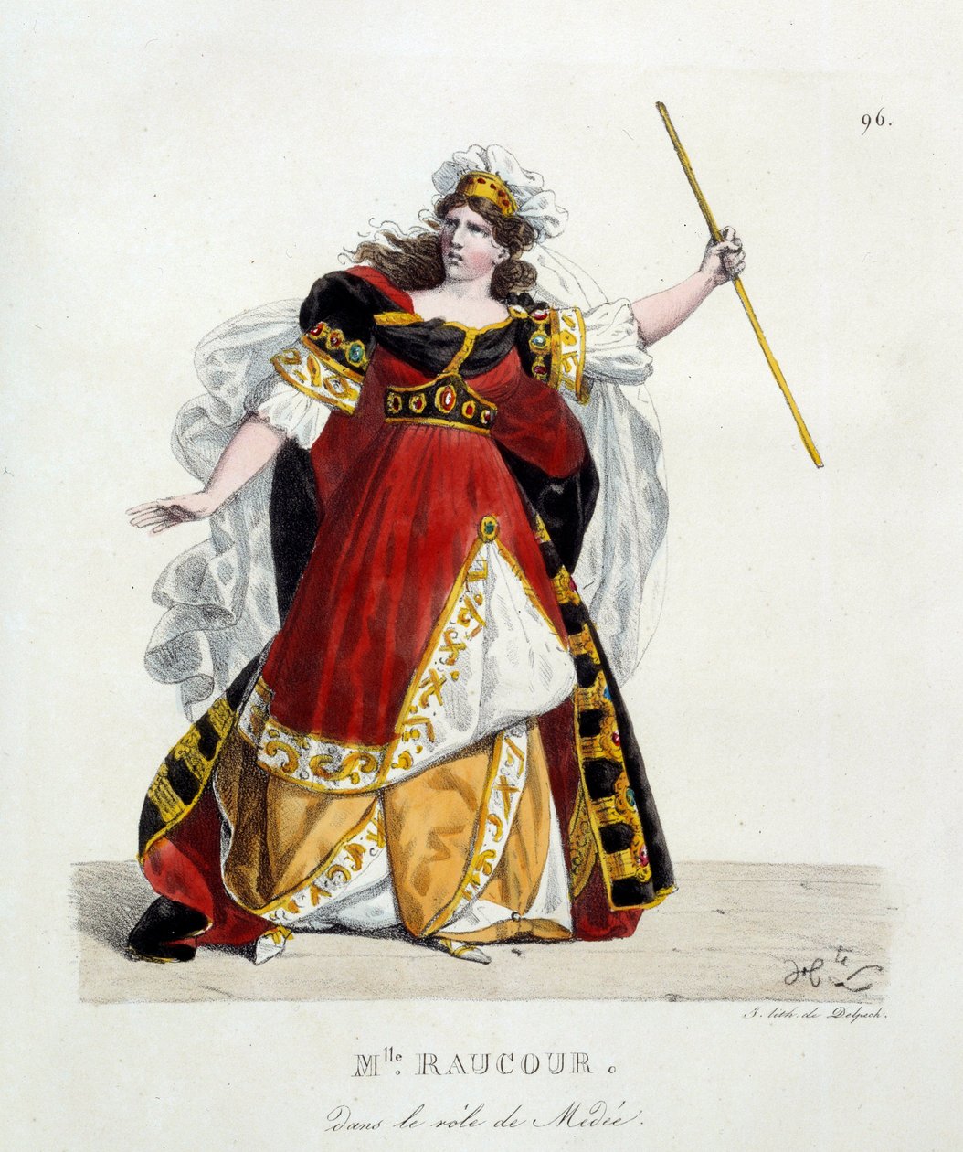 French actress Mademoiselle Raucourt (died 1815) in the role of Medea in the Comedie Francaise. Lithography by Hippolyte Lecomte (1781-1857) by Hippolyte Lecomte