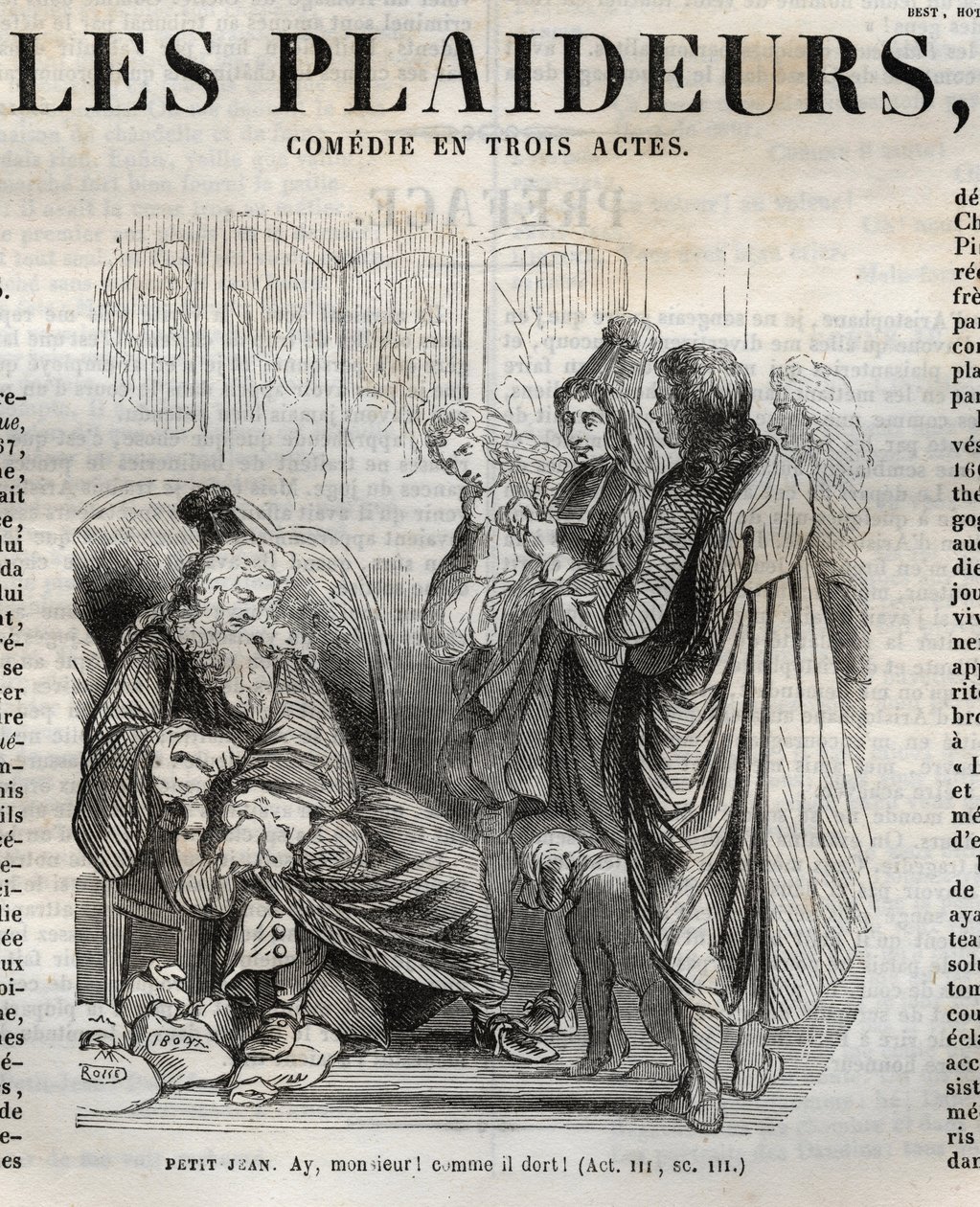 Les Plaideurs comedy in three acts - engraving in Works of Jean Racine illustrated by Pauquet and notice by Emile de La Bedolliere - 1851 by Hippolyte Louis Pauquet