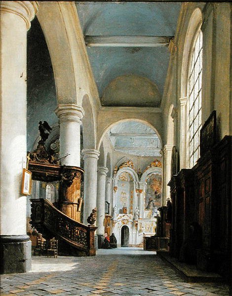 Interior of the Church of St. Denis, Saint-Omer, 1835 by Hippolyte Victor Valentin Sebron