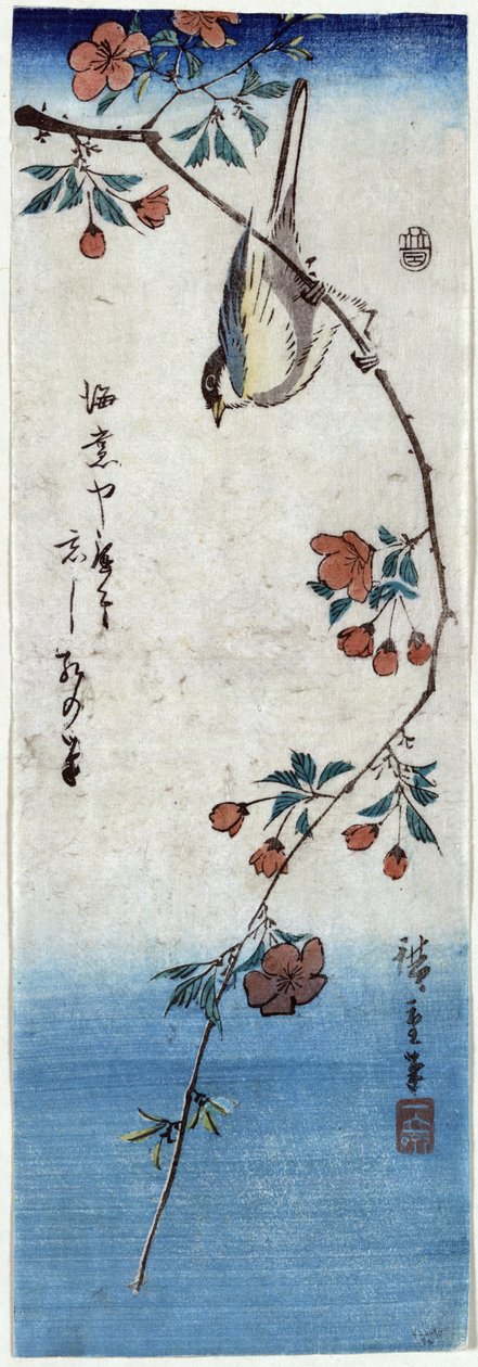 Small Bird on a Branch of Kaidozakura by Utagawa Hiroshige