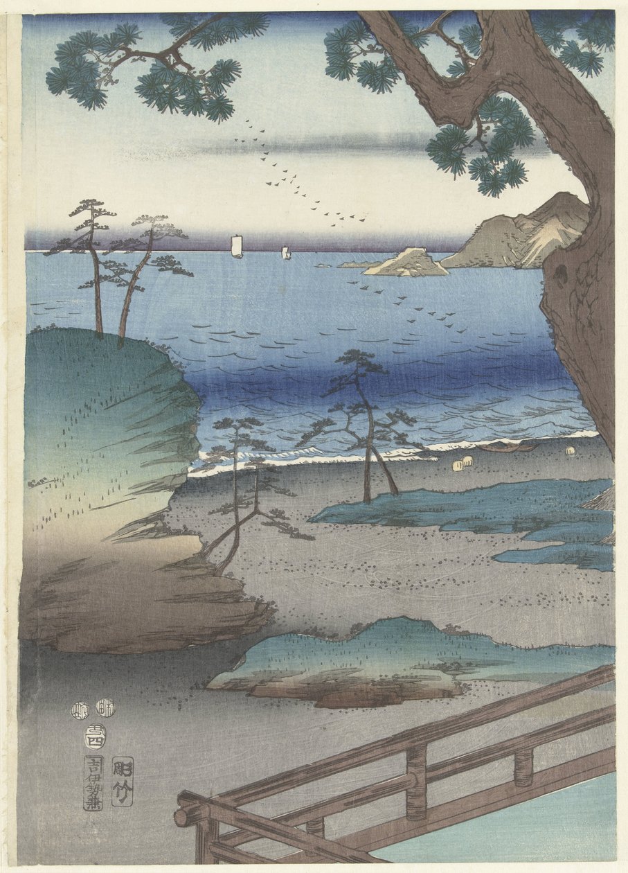 The Elegant Prince Genji at Suma by Hiroshige (I) , Utagawa