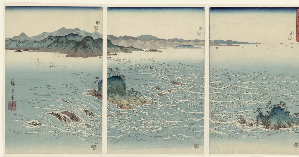 View of the Whirlpools at Naruta in the Province of Awa by Hiroshige (I) , Utagawa