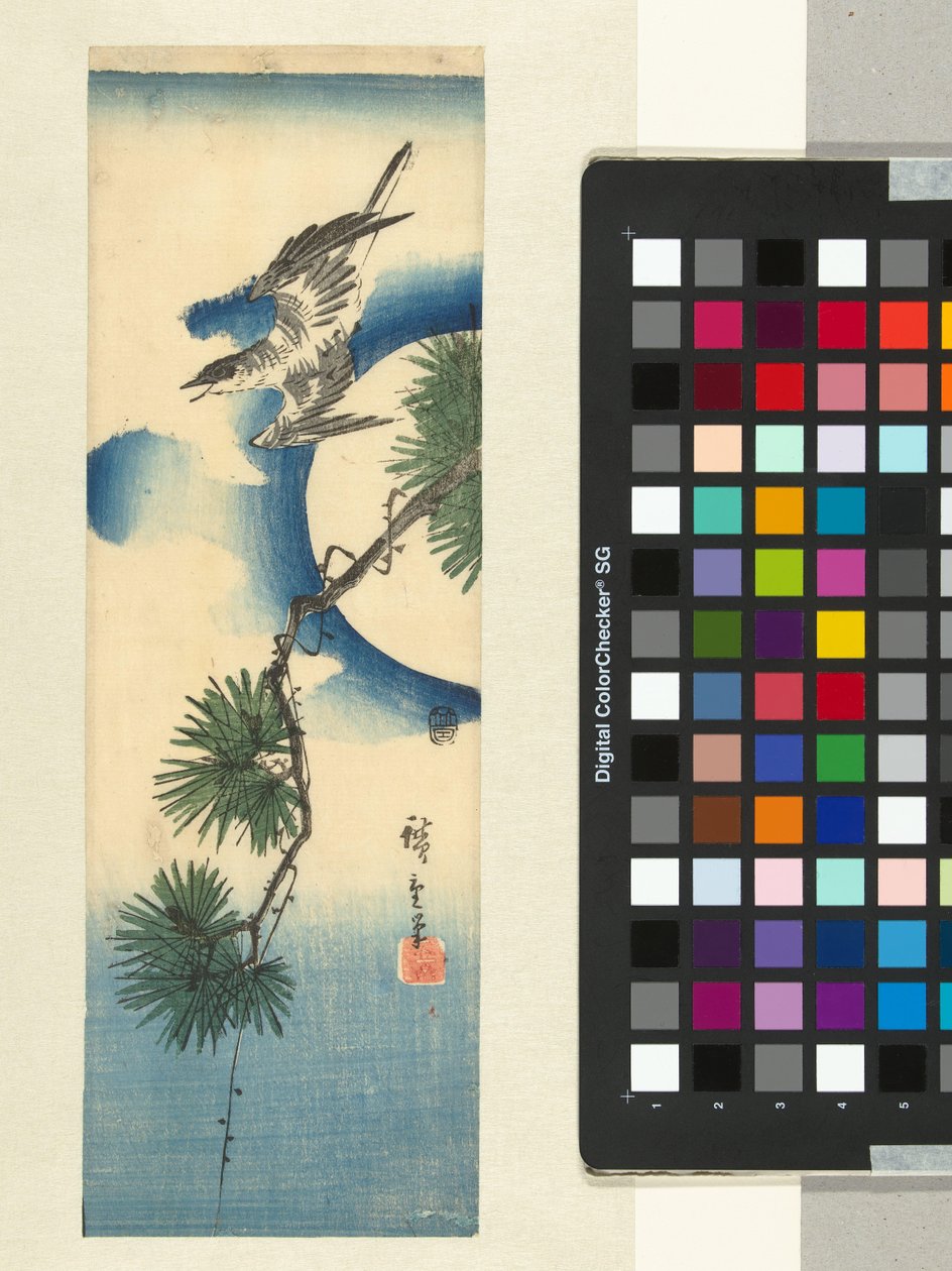 Cuckoo by Pine Branch and Full Moon by Hiroshige (I) , Utagawa
