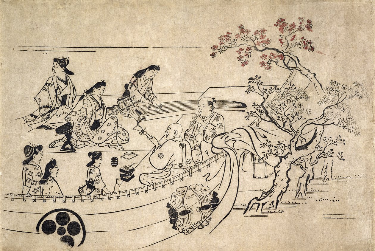 Music Under the Cherry Tree at Ueno, c.1680 by Hishikawa Moronobu
