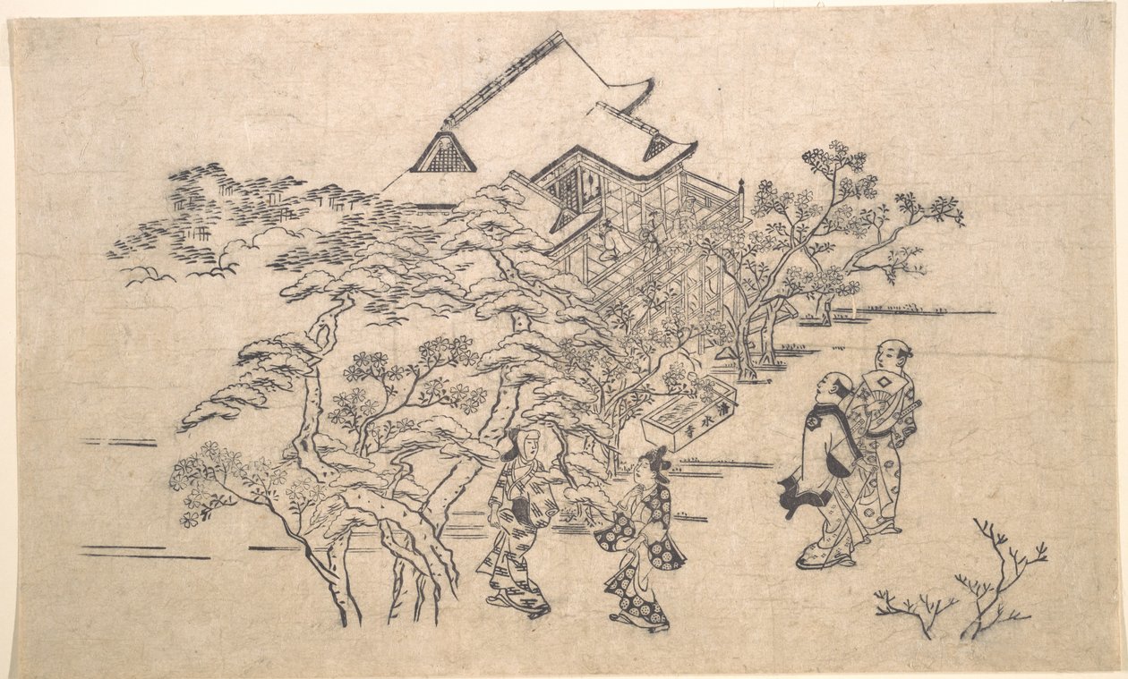 Kiyomizu Temple in Kyoto by Hishikawa Moronobu