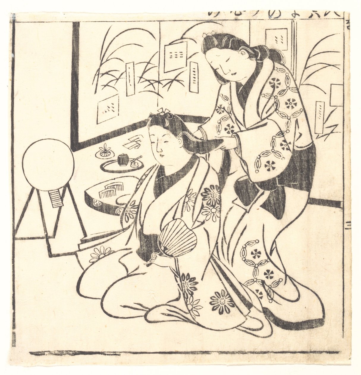 Leaf from a Book Entitled: Wakoku Hiaku-jo, One Hundred Japanese Women by Hishikawa Moronobu
