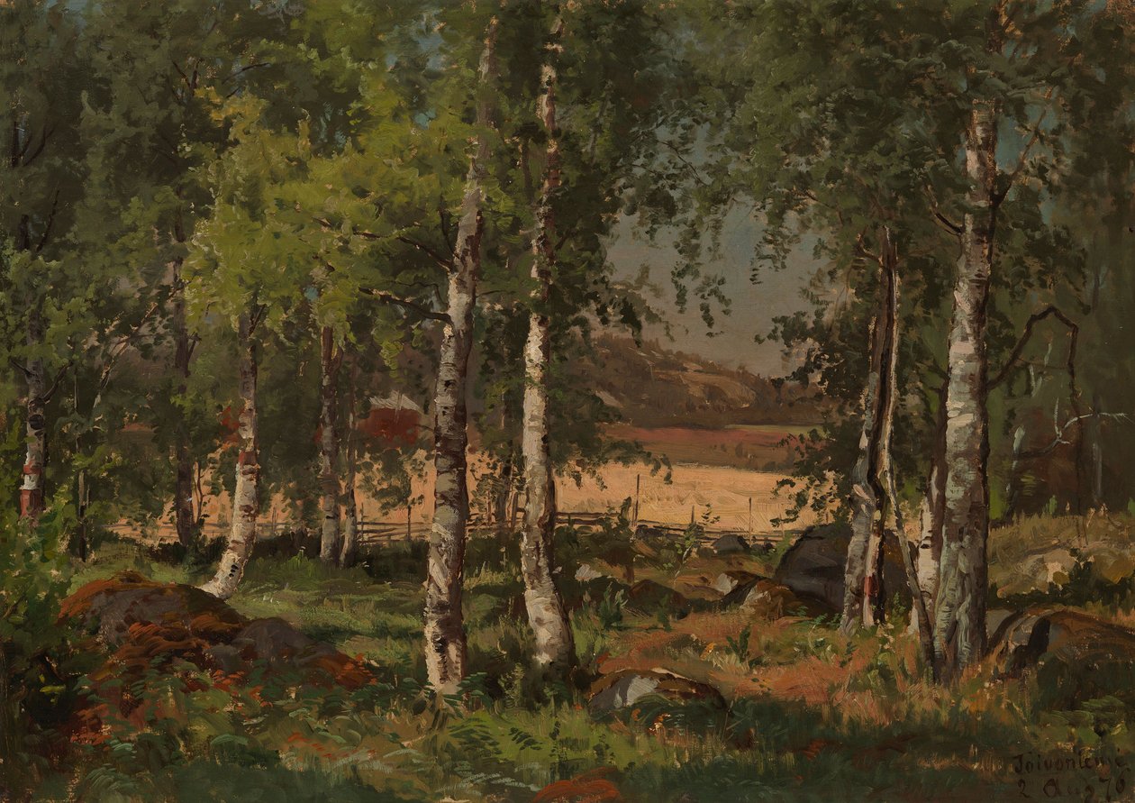 Landscape with Birch Grove and Rye Field by Hjalmar Munsterhjelm