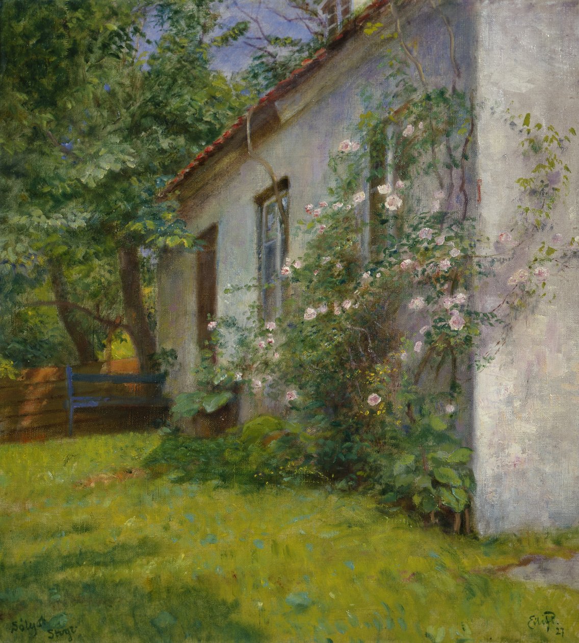 House with Rose Bush, Sandø by Hjalmer Eilif Emanuel Peterssen