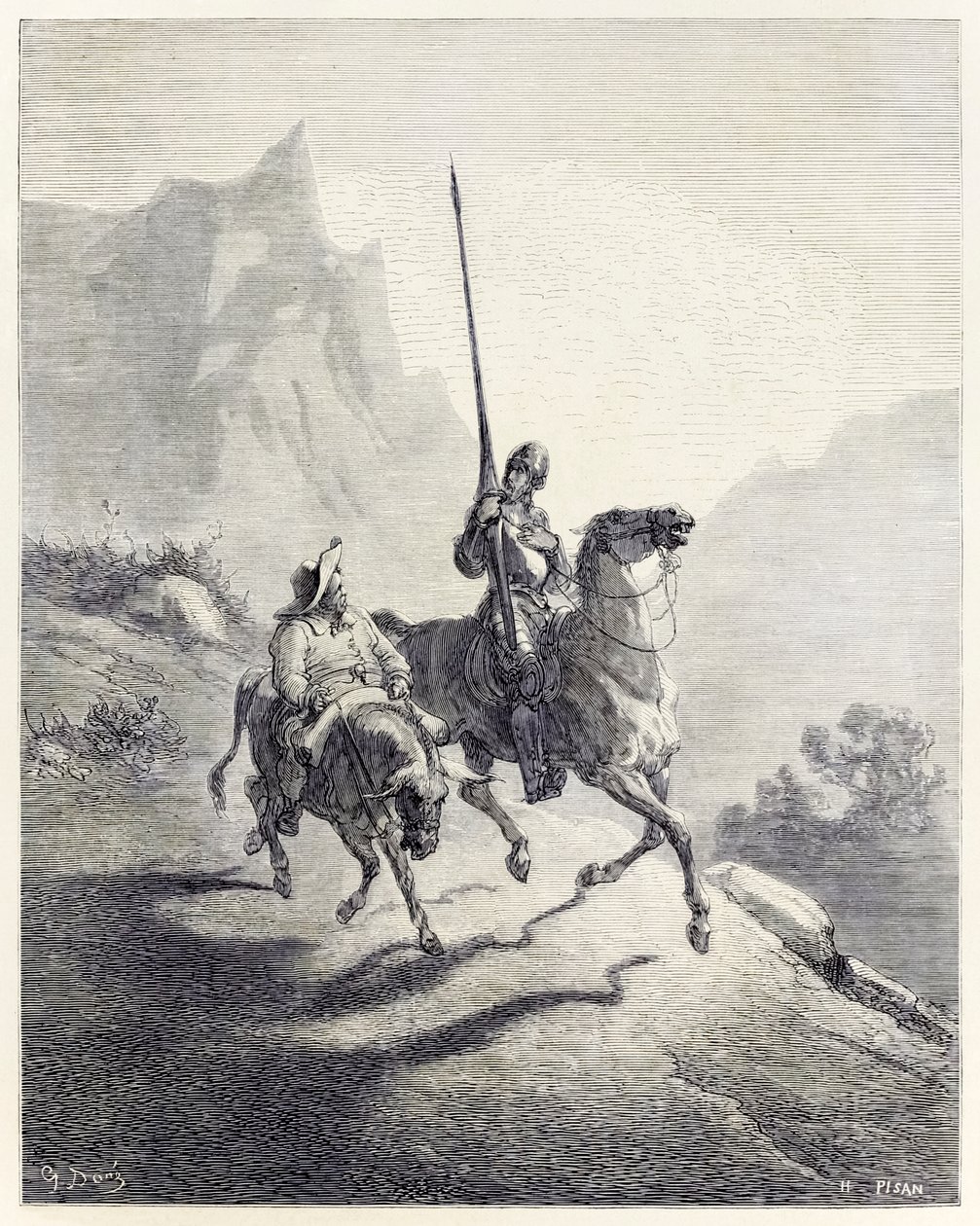 Don Quixote and Sancho Setting Out from Don Quixote by Miguel de Cervantes by Héliodore Joseph Pisan