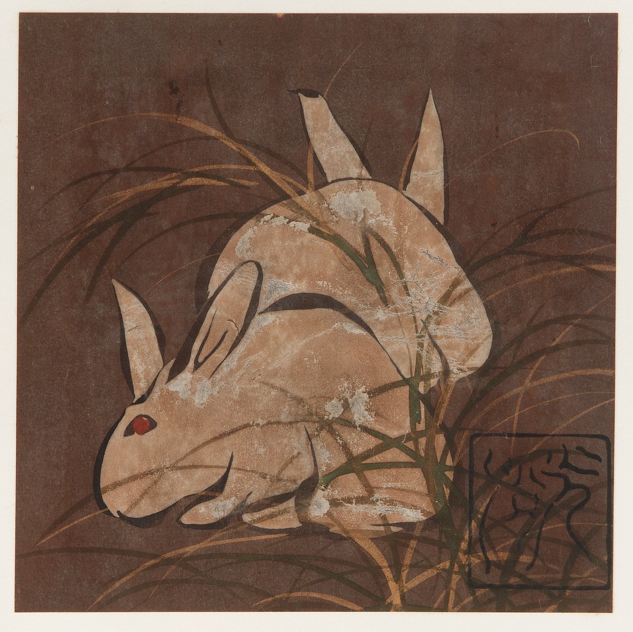Rabbits and Grasses by Hon