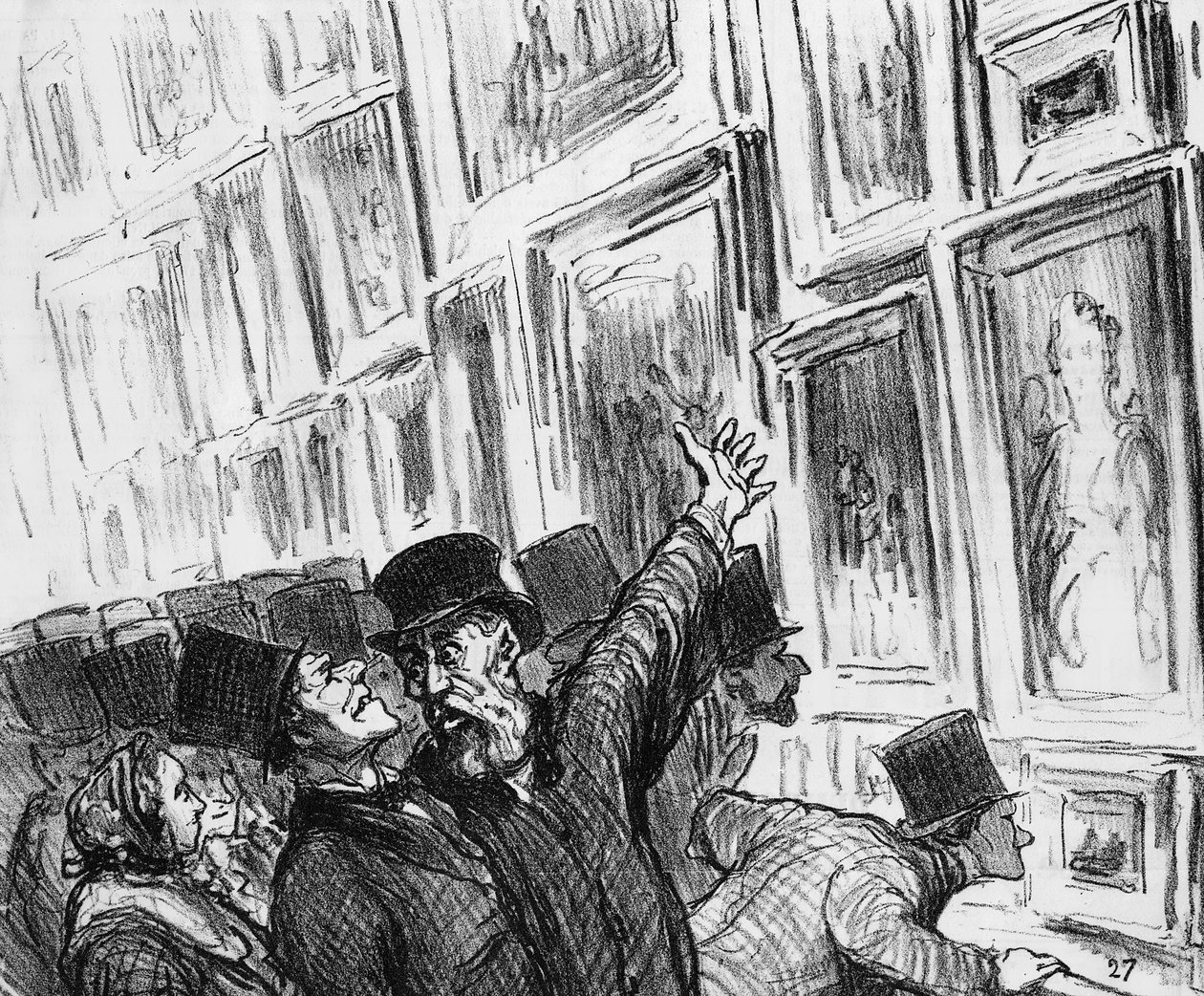 Artist Being Comforted at the 1859 Paris Salon Over the Position of His Work in the Exhibition, Cartoon from 