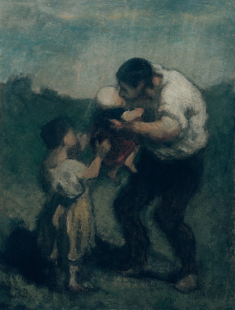 The Kiss by Honoré Daumier