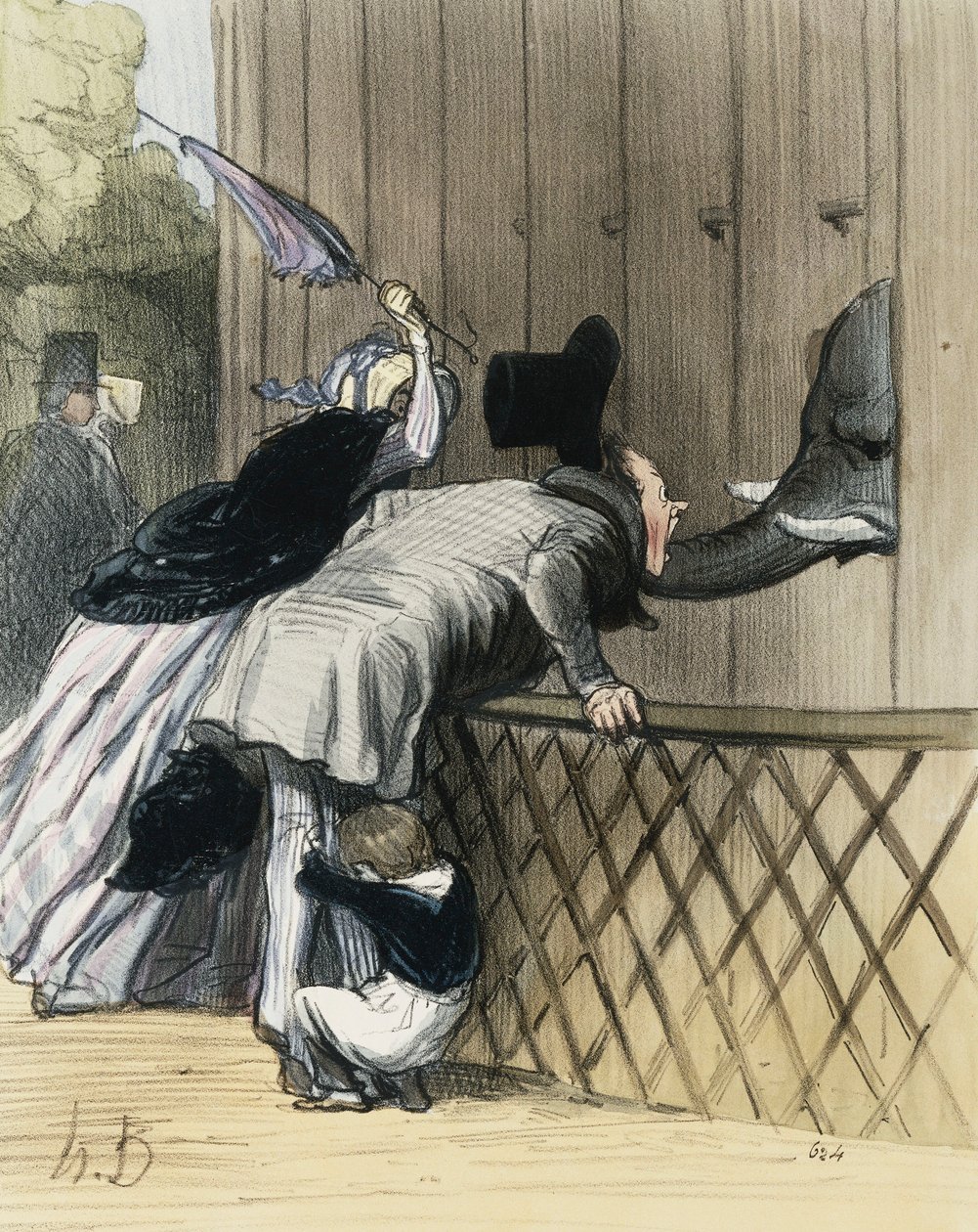 A Fright in the Jardin des Plantes, from "Les Etrangers a Paris" by Honore Daumier, Aubert et Compagnie, 1844 by Honoré Daumier