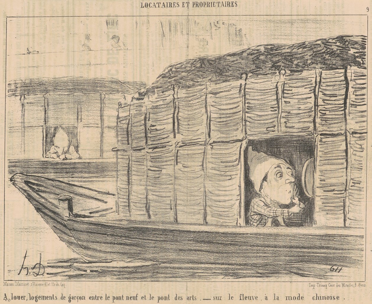 For Rent, Bachelor Apartments Between by Honoré Daumier
