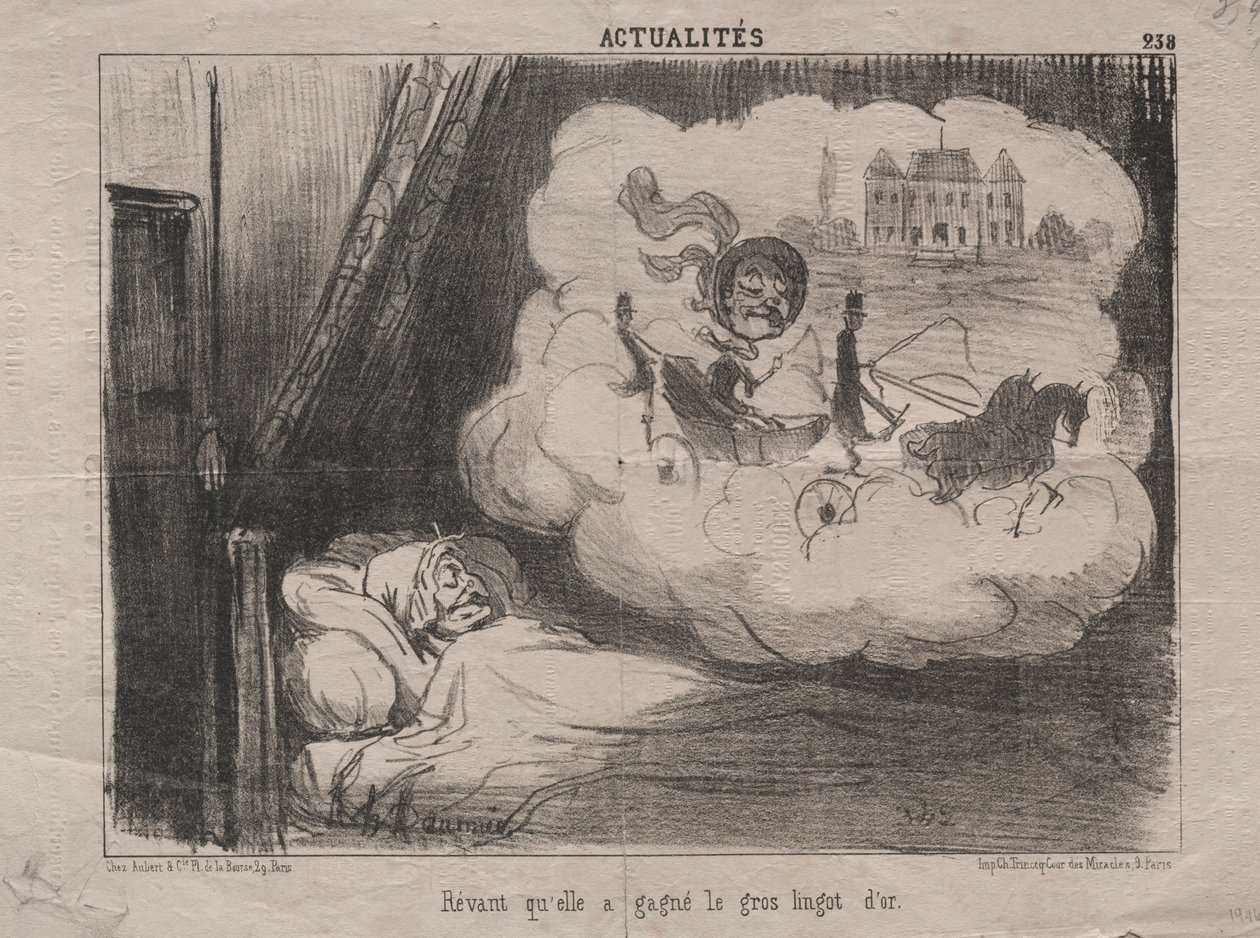 Actualities No. 238: Dreaming that she had won many bars of gold, 1851 by Honoré Daumier