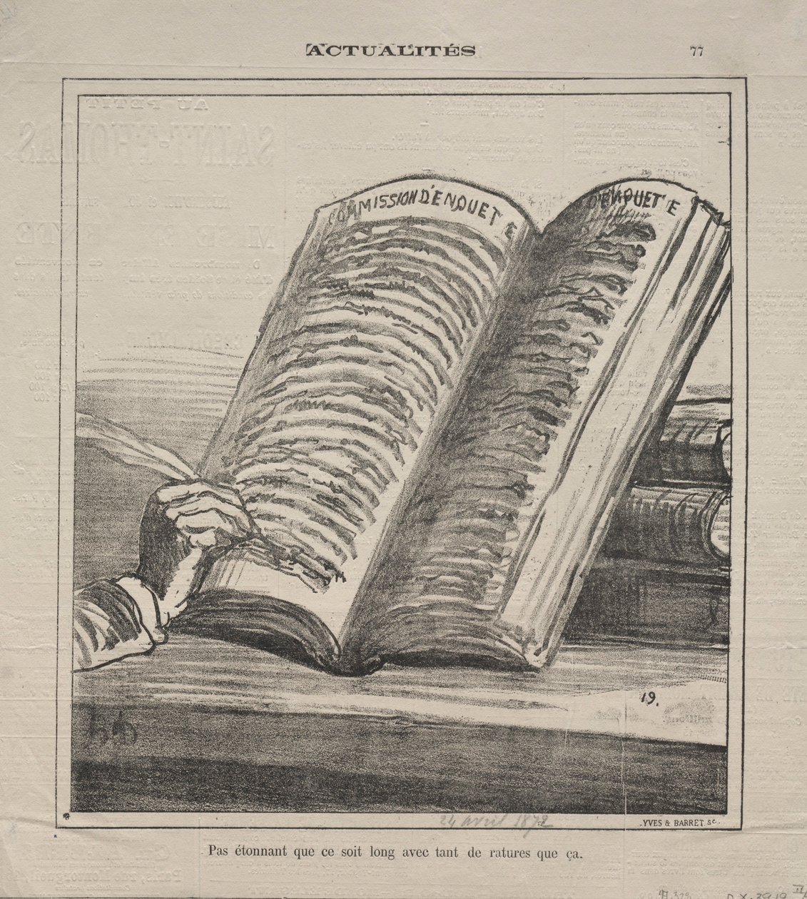 Actualities No. 77: Do Not Be Astonished That It Is Long and with Many Corrections, 1872 by Honoré Daumier