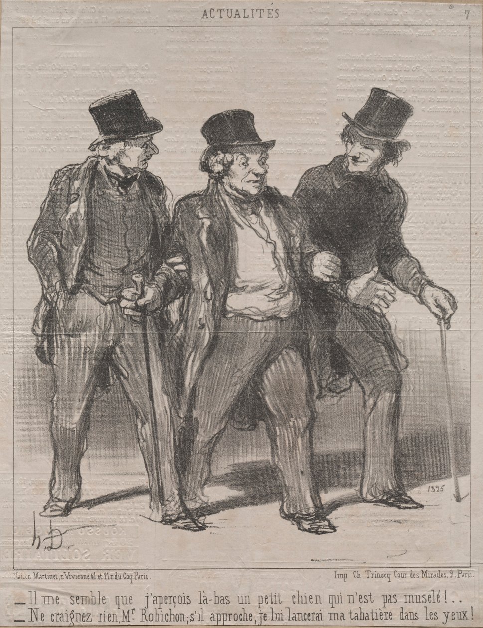 Actualities No. 7: It Seems to Me That I Notice a Little Dog There That Is Not Muzzled! by Honoré Daumier