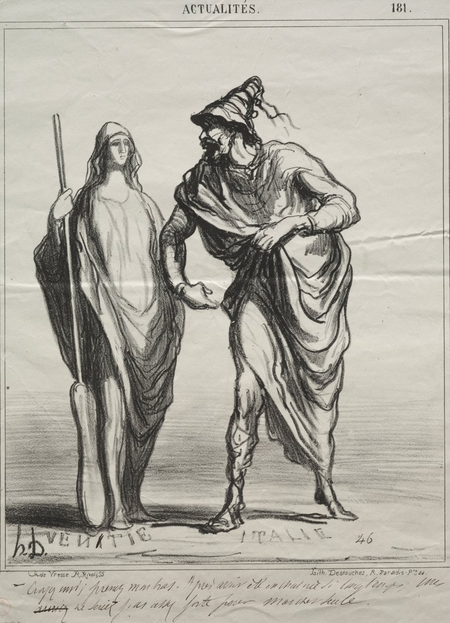 Actualities, plate 181: What do you take me for! Take my arm by Honoré Daumier