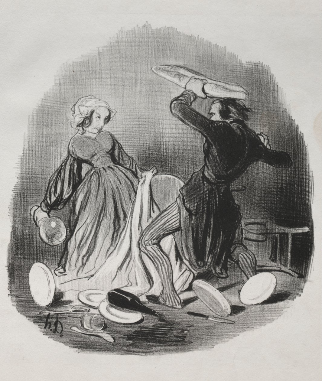 Ah! You Think Your Wife Does Not Provide Enough for You, Villain... by Honoré Daumier