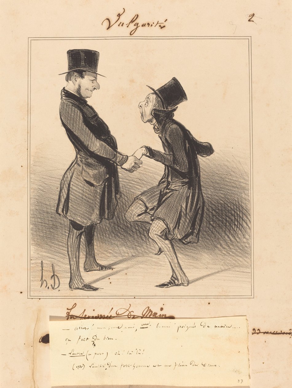 Come on! my young friend, a good handshake... by Honoré Daumier