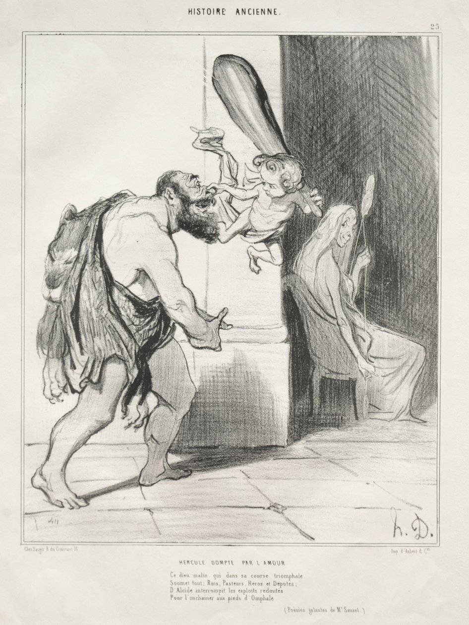 Ancient History, Plate 25: Hercules Subdued by Cupid by Honoré Daumier