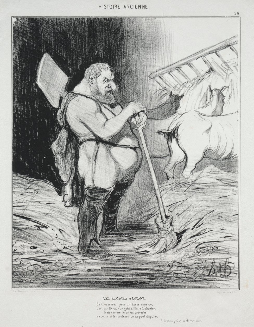 Ancient History, plate 26: The Stable of Augeas by Honoré Daumier
