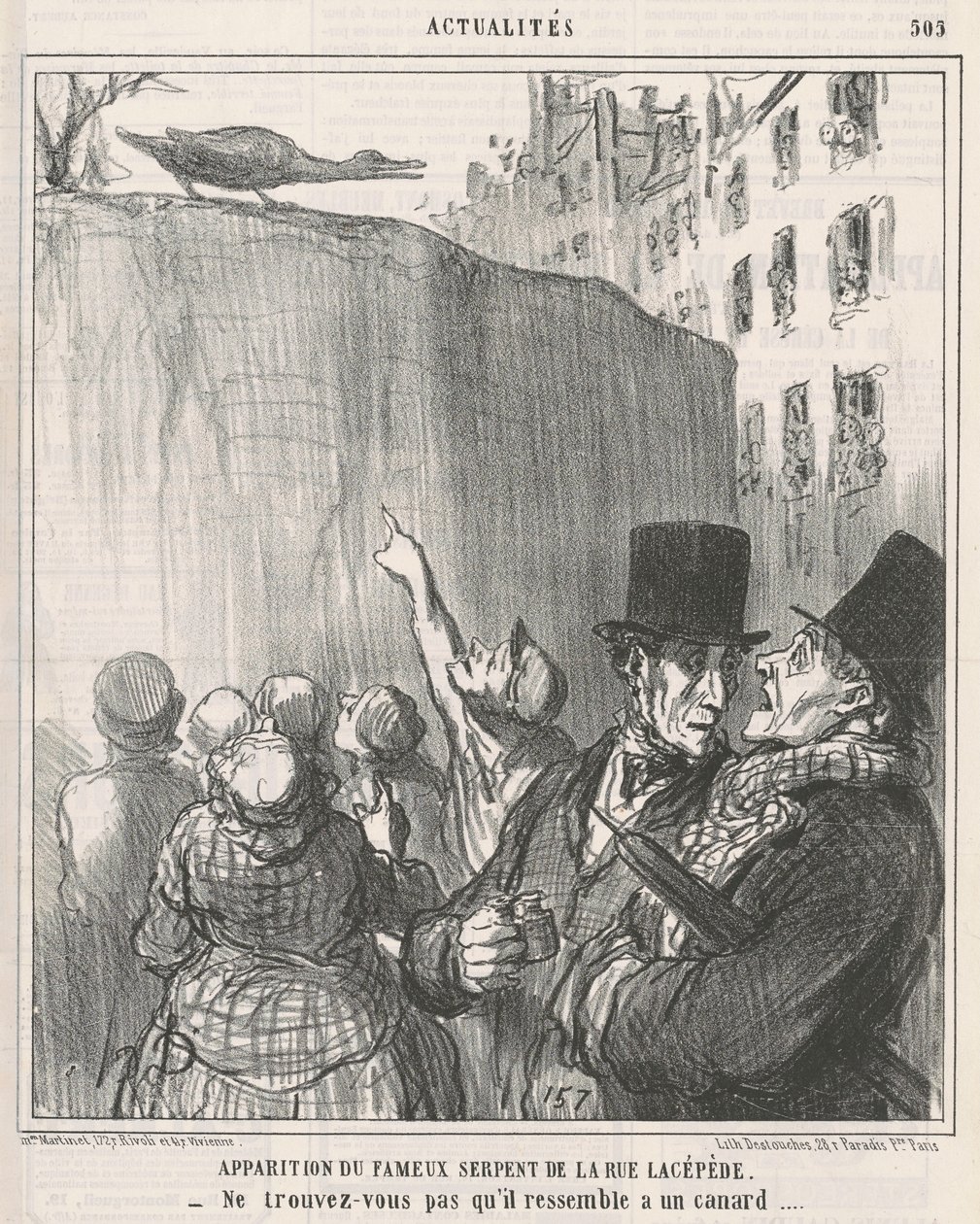 Appearance of ... the Snake of Lacépède Street by Honoré Daumier