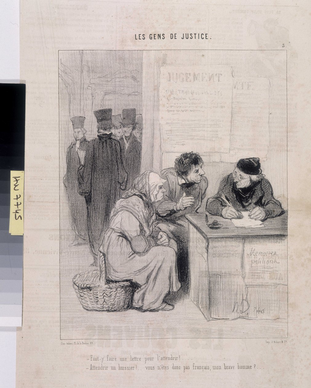 Artwork by Honore Daumier Charivari dates from 1845: Serie LES PEANS DE JUSTICE. 