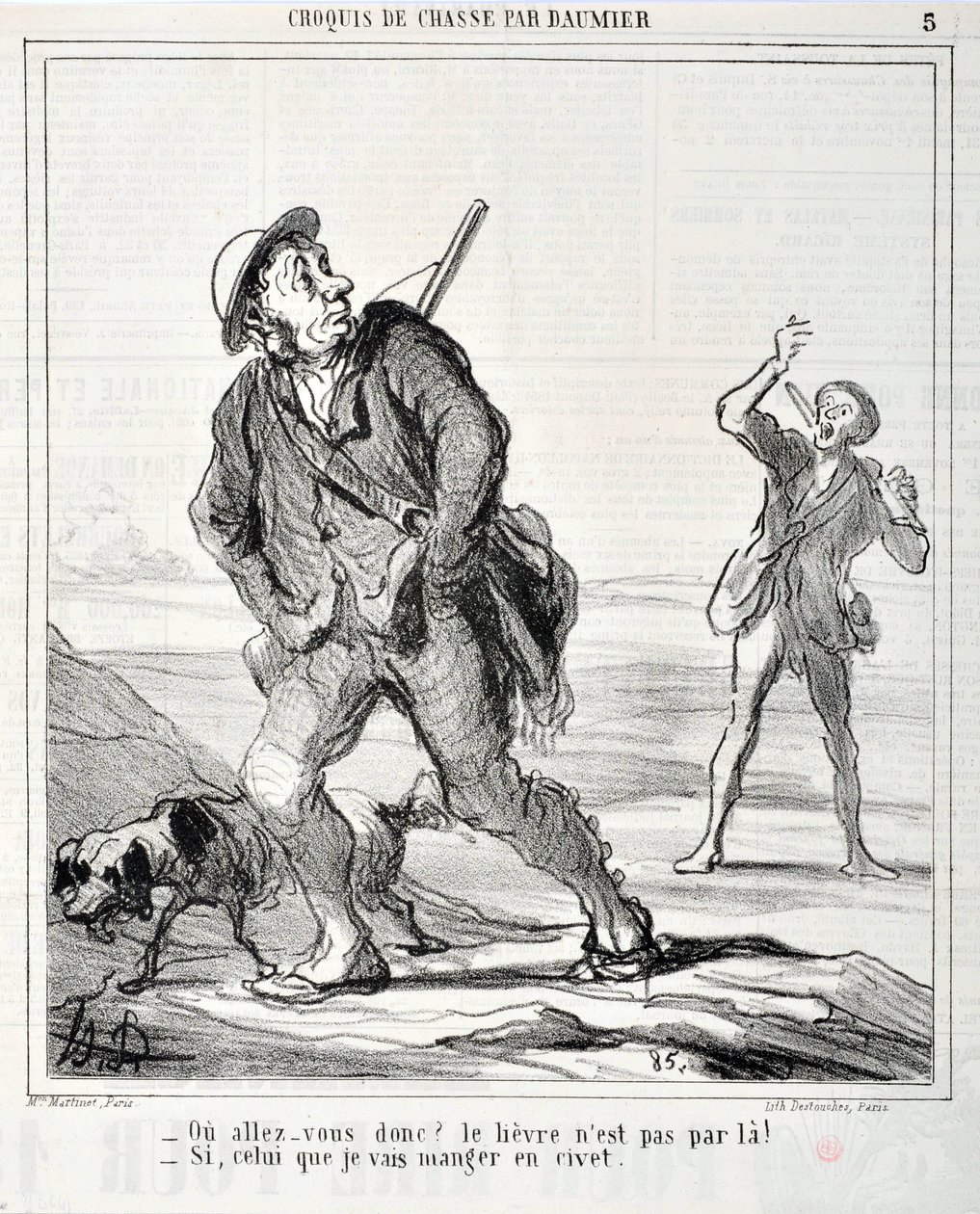 Artwork by Honore Daumier Charivari dates from 1864: Serie Sketch de Chasse 