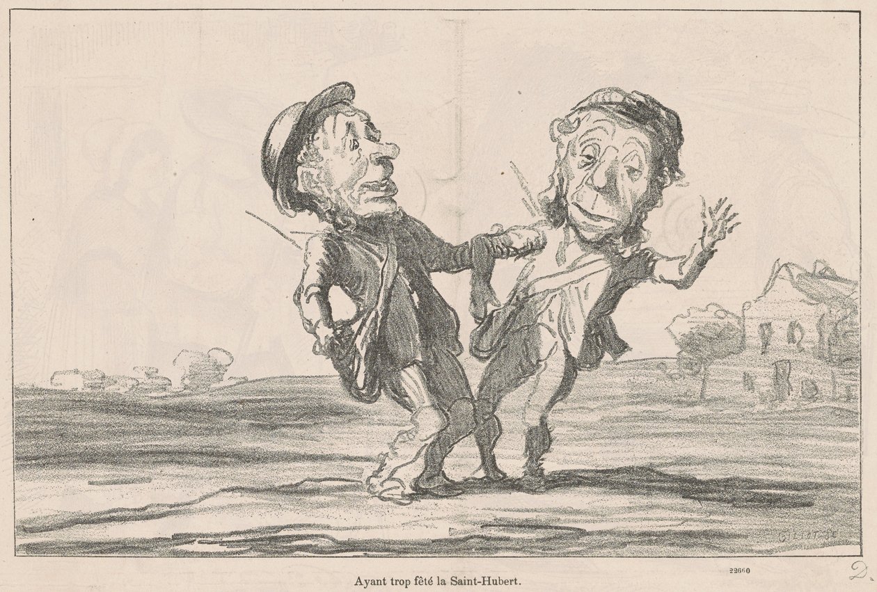 Having celebrated Saint-Hubert too much by Honoré Daumier