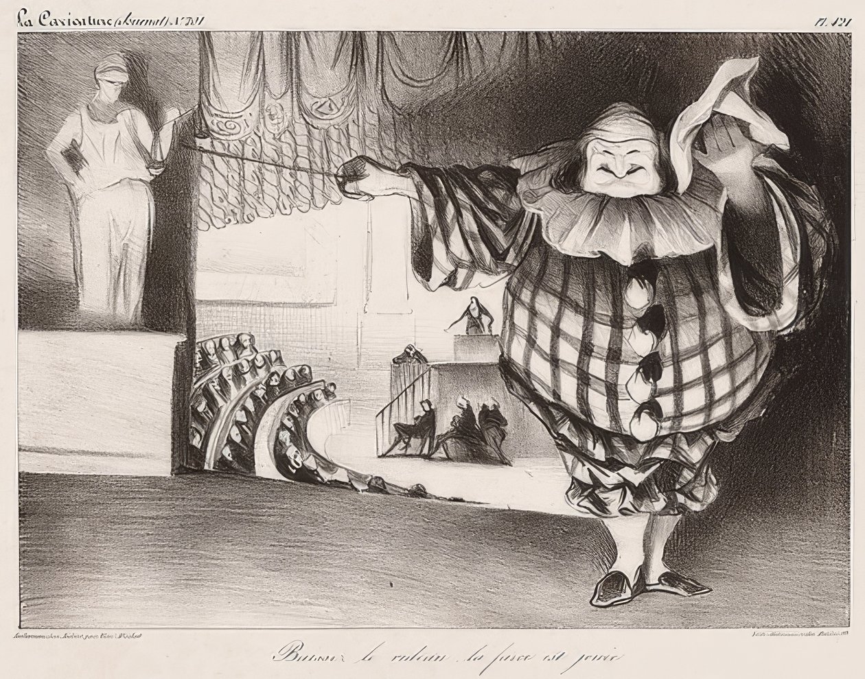 Lower the Curtain, The Farce is Played (from: La Caricature no. 201, 11.09.1834). 1834 by Honoré Daumier
