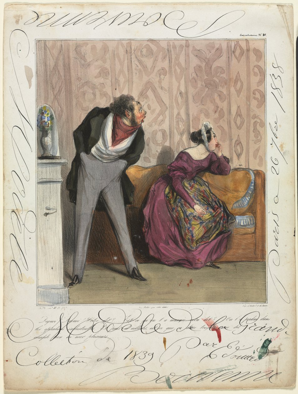Caricaturana (plate 36): From What! From What! Your Dowry?... by Honoré Daumier