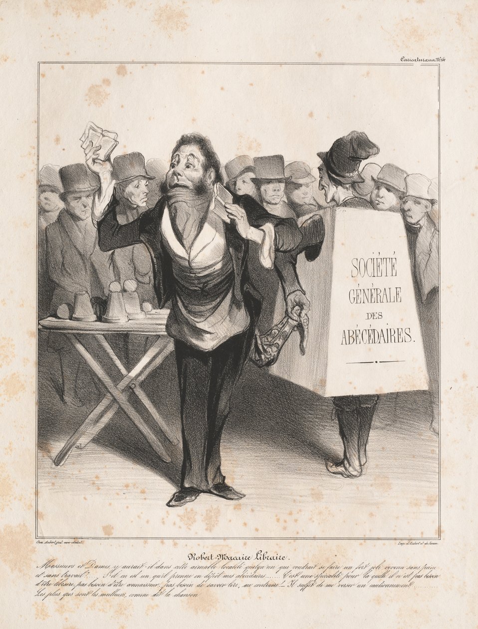 Caricaturana: Pl. 14, Robert Macaire Bookseller by Honoré Daumier