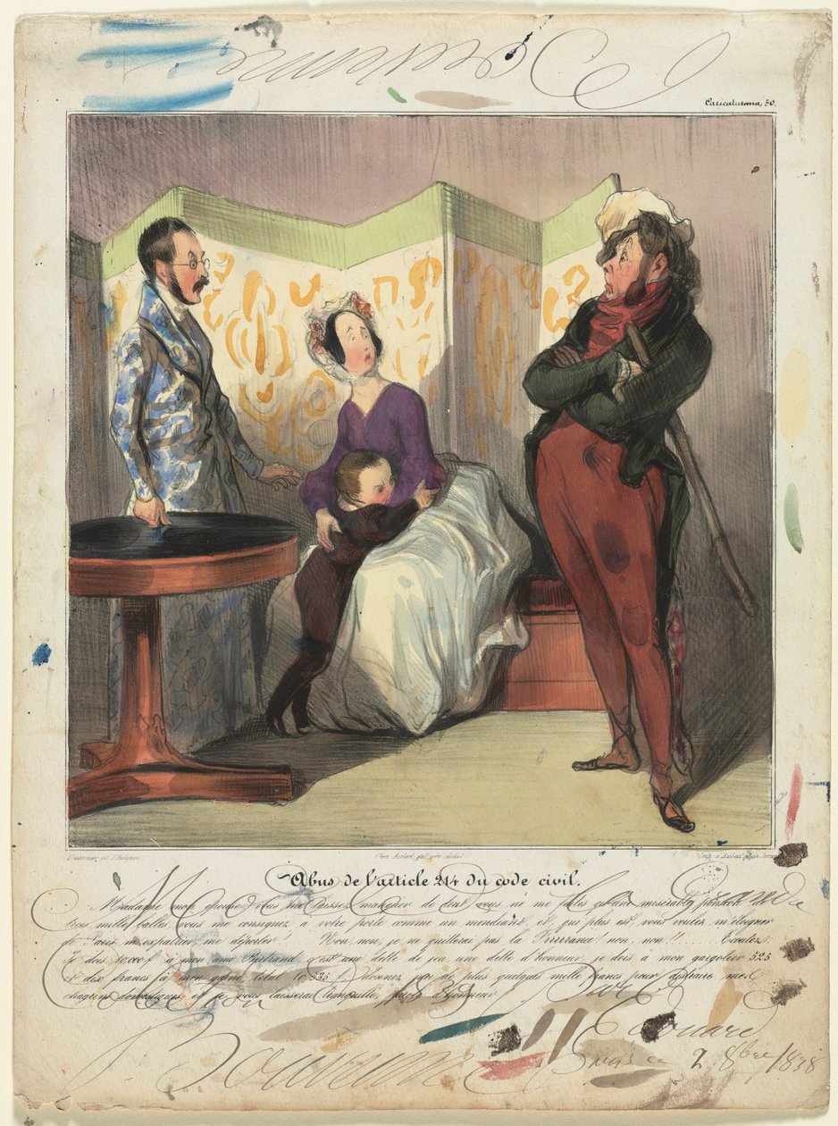 Caricaturana plate 50: Breach of Civil Code Article 24 by Honoré Daumier
