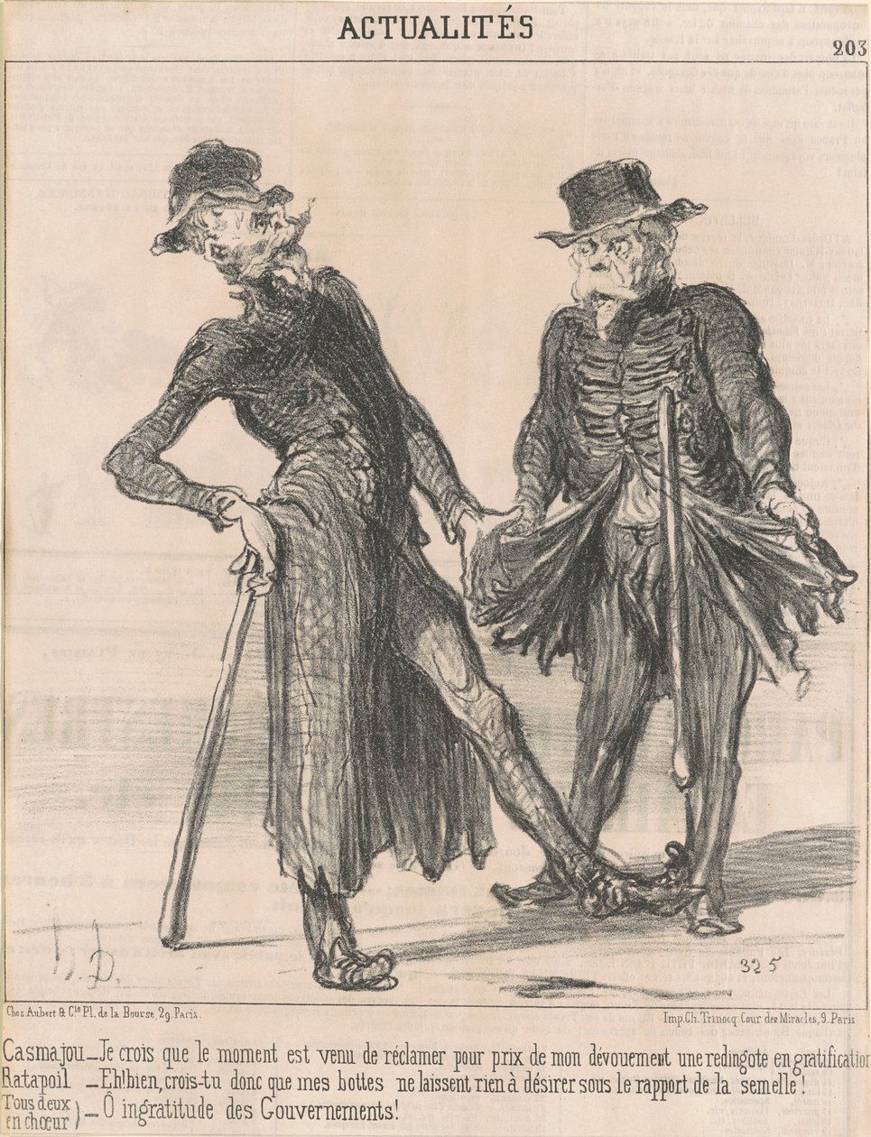 Casmajou -- Ratapoil (Both in Chorus) by Honoré Daumier