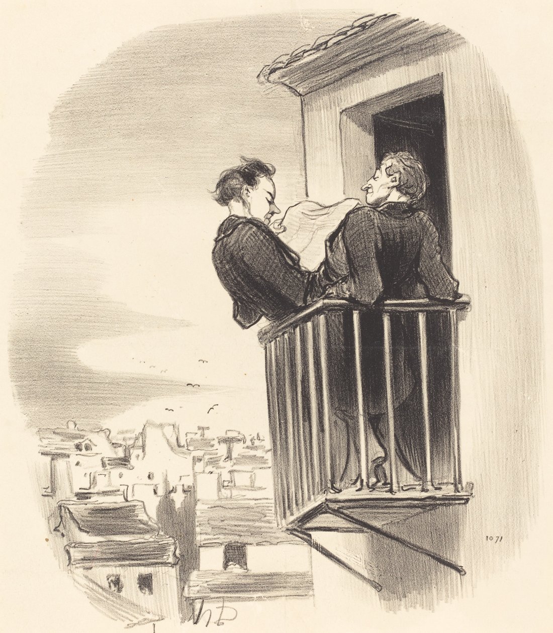 How the Spanish Balcony is Understood in Paris by Honoré Daumier