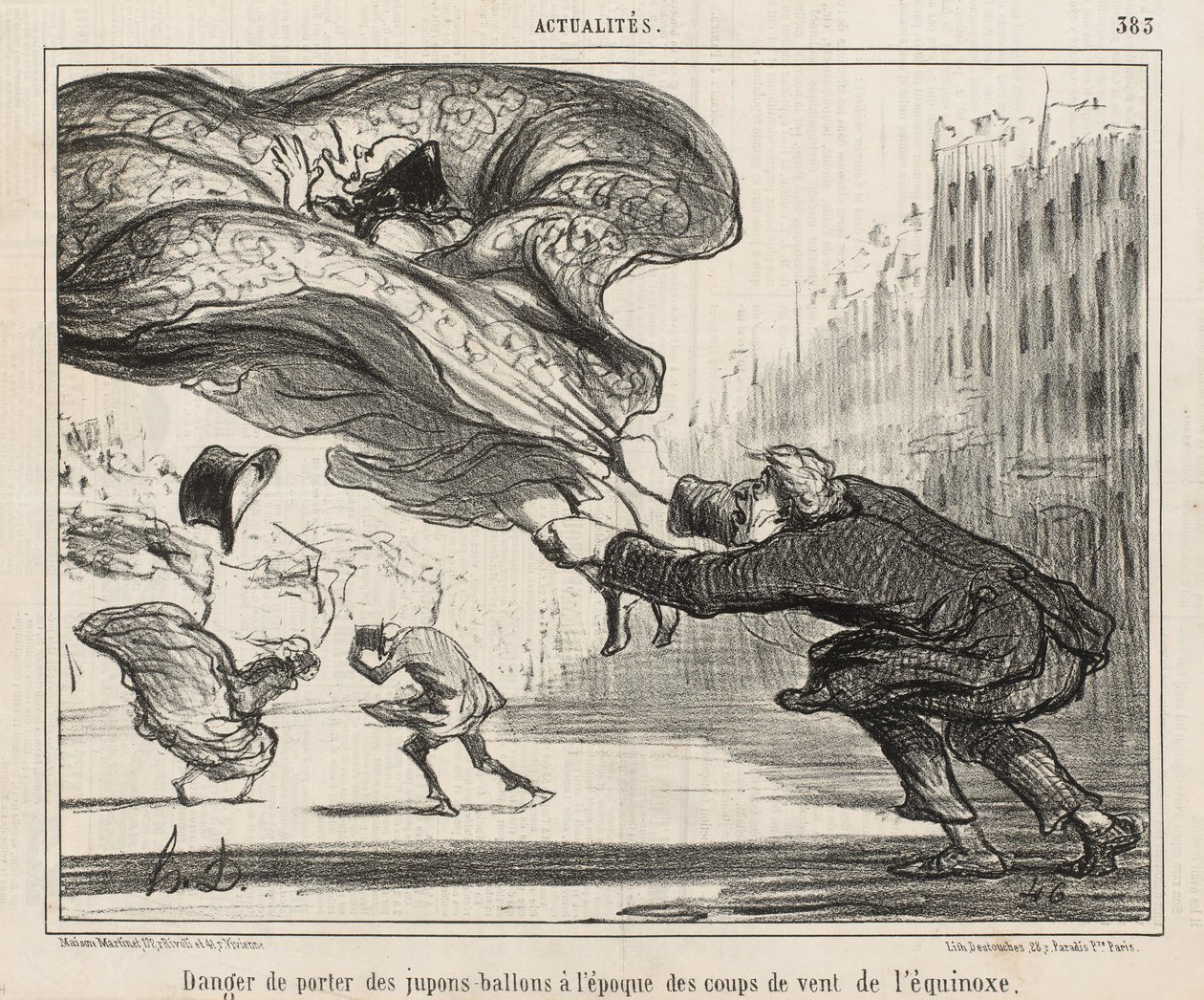 Danger of Wearing Balloon Skirts in the Equinox Winds, published April 3 by Honoré Daumier