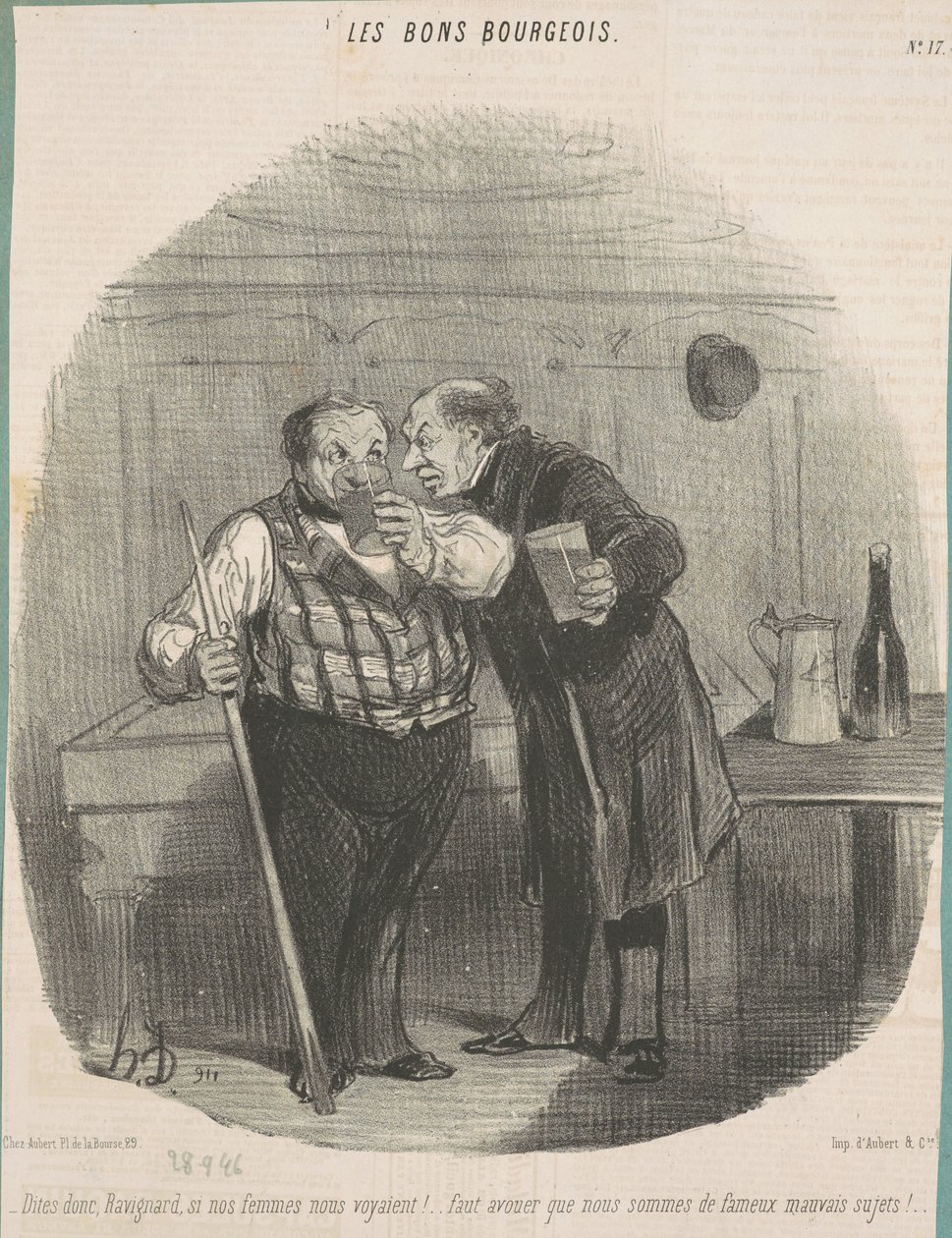 Say, Ravignard, If Our Wives Saw Us!... by Honoré Daumier
