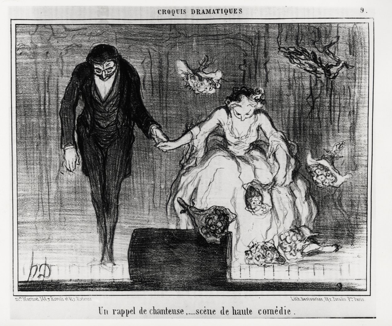 Dramatic Sketches: A Singer Reminder, High Comedy Scene (Illustration by Honore Daumier, published in Charivari, 9 January) by Honoré Daumier