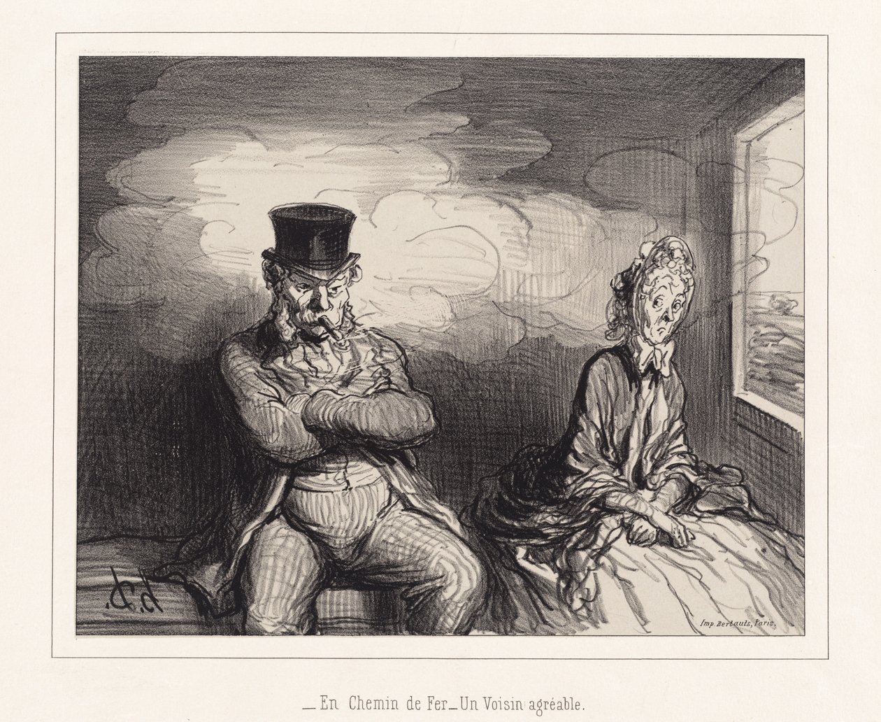 On the Railroad: A Pleasant Neighbor by Honoré Daumier