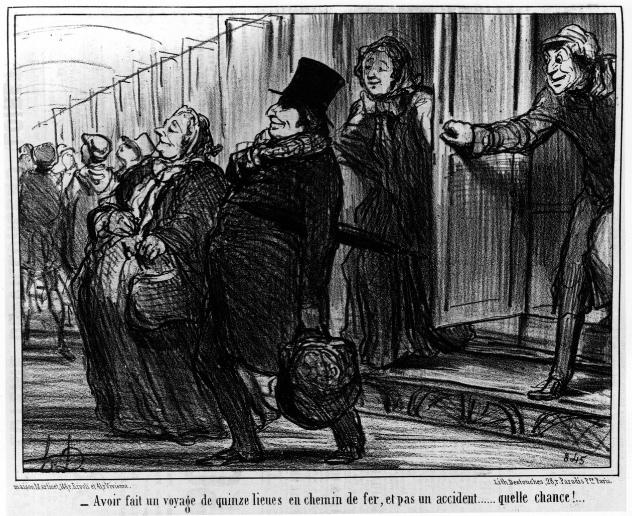 Having made a fifteen-mile railway, and not an accident... what a chance!... from “Actualites”, series of cartoons on the railways of Honore Daumier. “Charivari” by Honoré Daumier