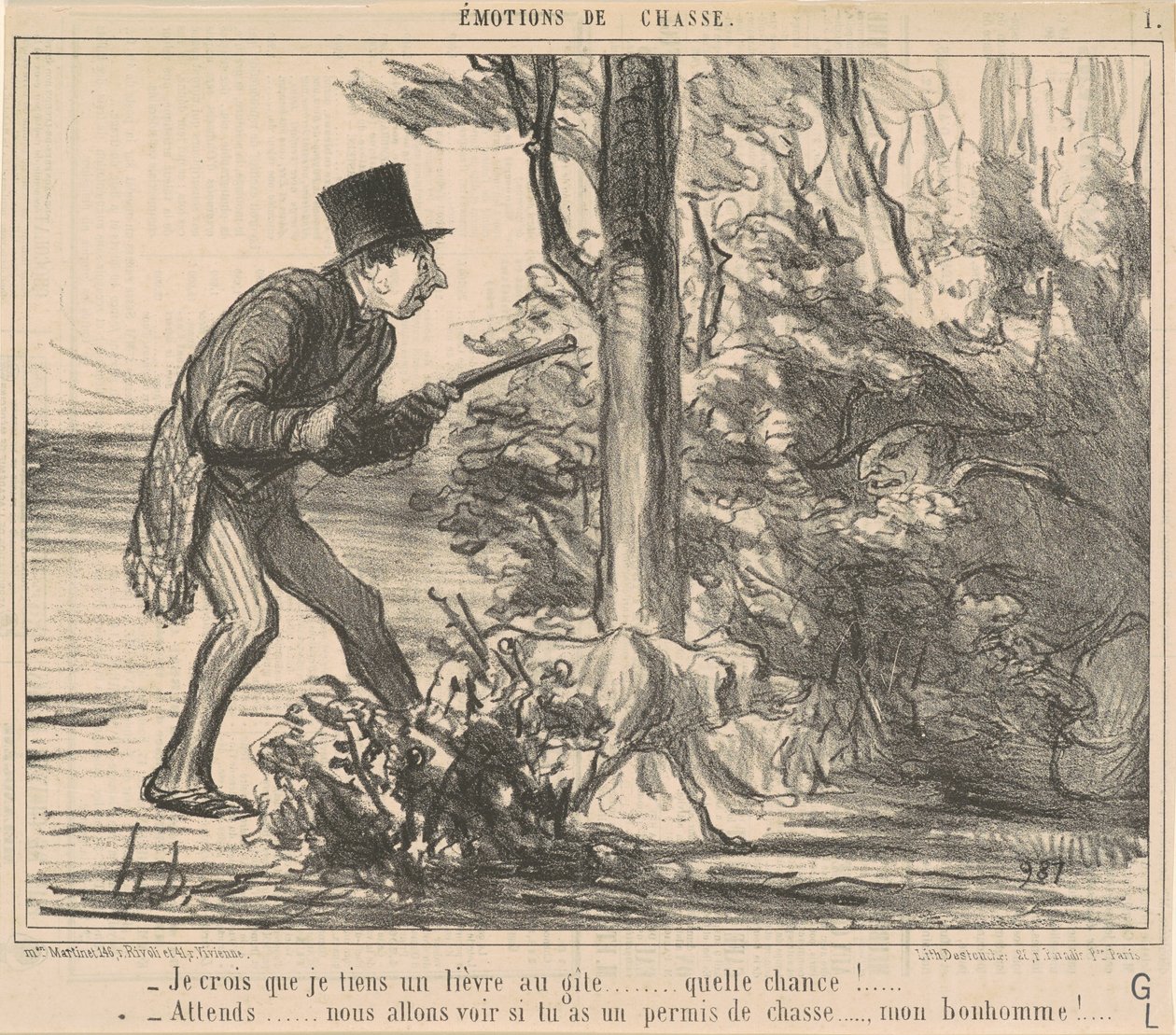 I Think I Caught a Hare by Honoré Daumier