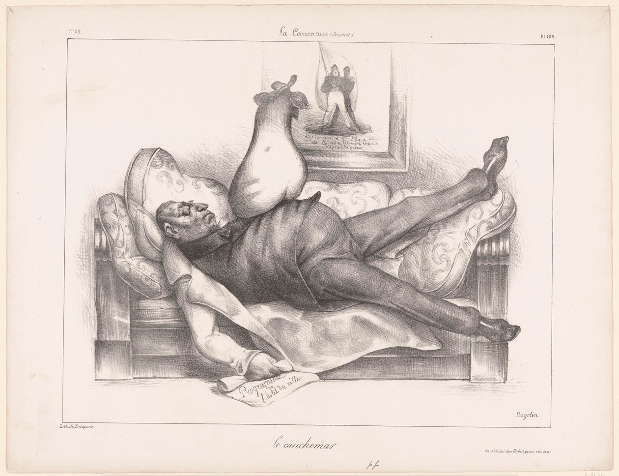 Caricature of Gilbert du Motier, Marquis de Lafayette, During a Nightmare by Honoré Daumier