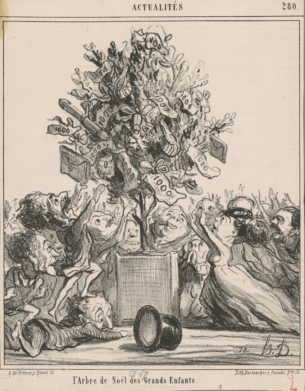 The Christmas tree of the big children by Honoré Daumier