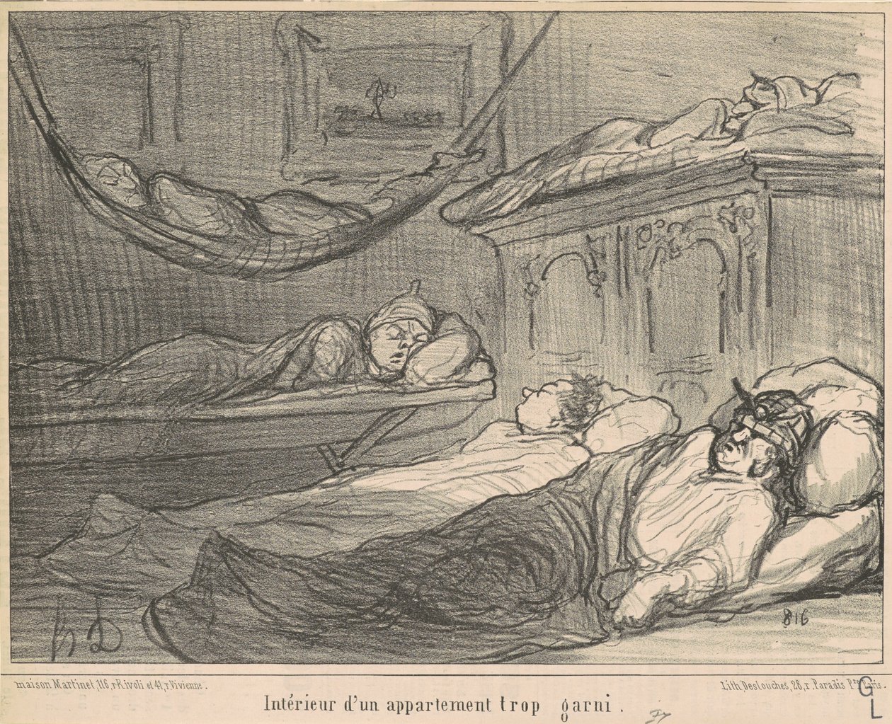 The Interior of an Overly Furnished Apartment by Honoré Daumier