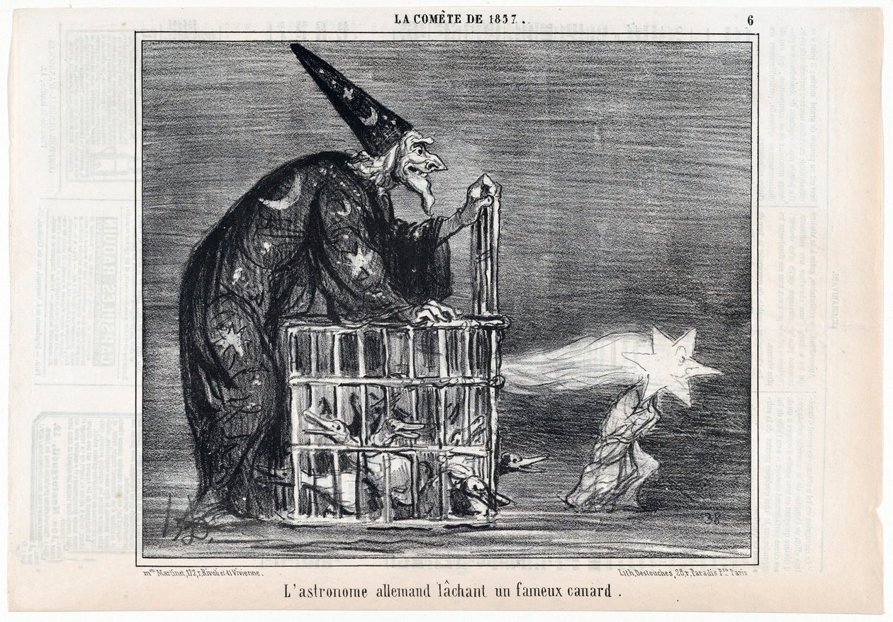 The Comet of 1857, The German Astronomer Releasing a Famous Duck, from Le Charivari, pub. 1858 by Honoré Daumier