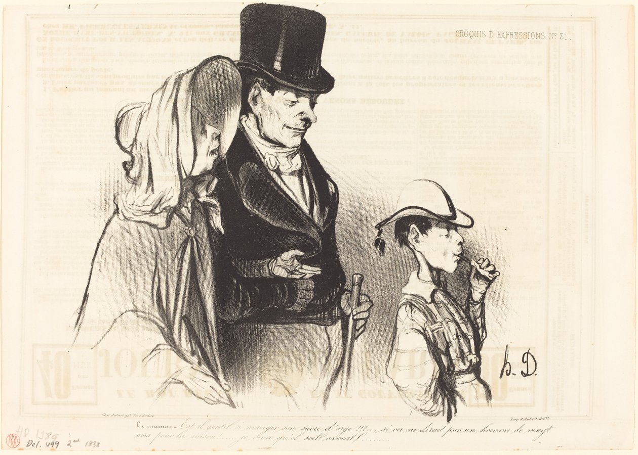 The Mother - Is He Nice to Eat His Barley Sugar!... by Honoré Daumier