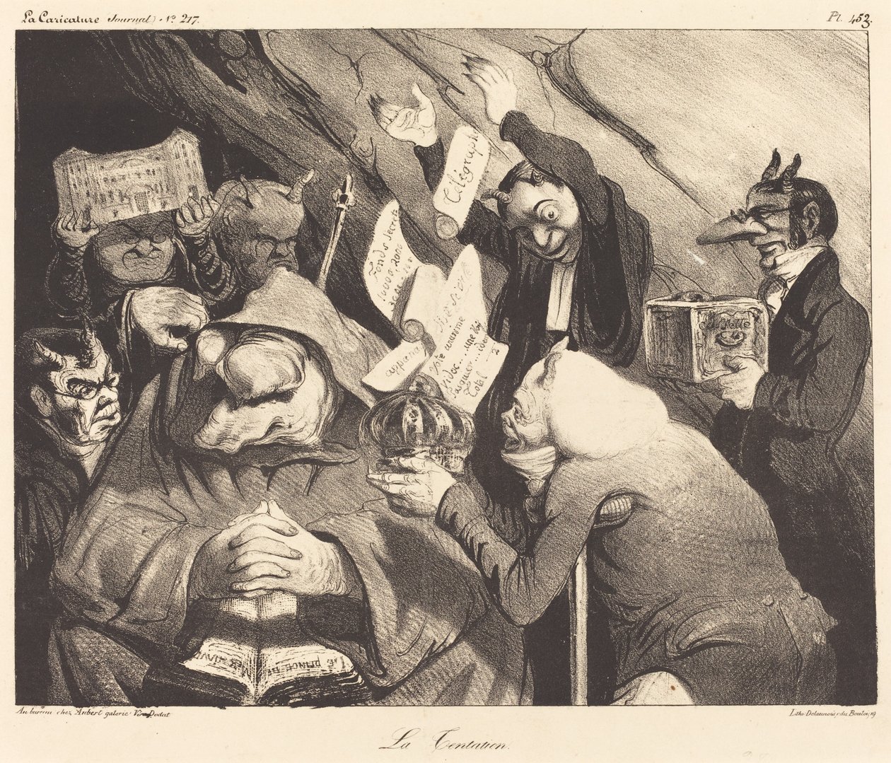 The Temptation, Parody of a Painting by Teniers by Honoré Daumier