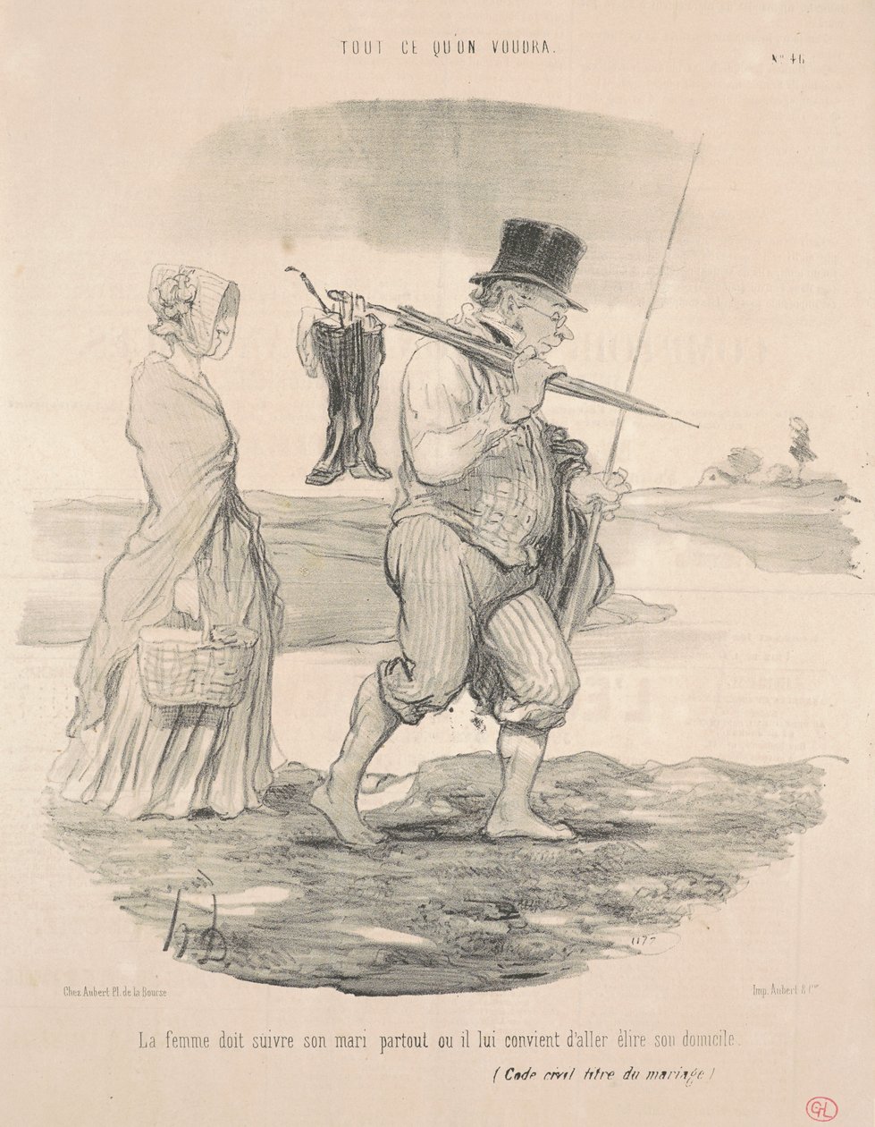 The Woman Must Follow Her Husband by Honoré Daumier