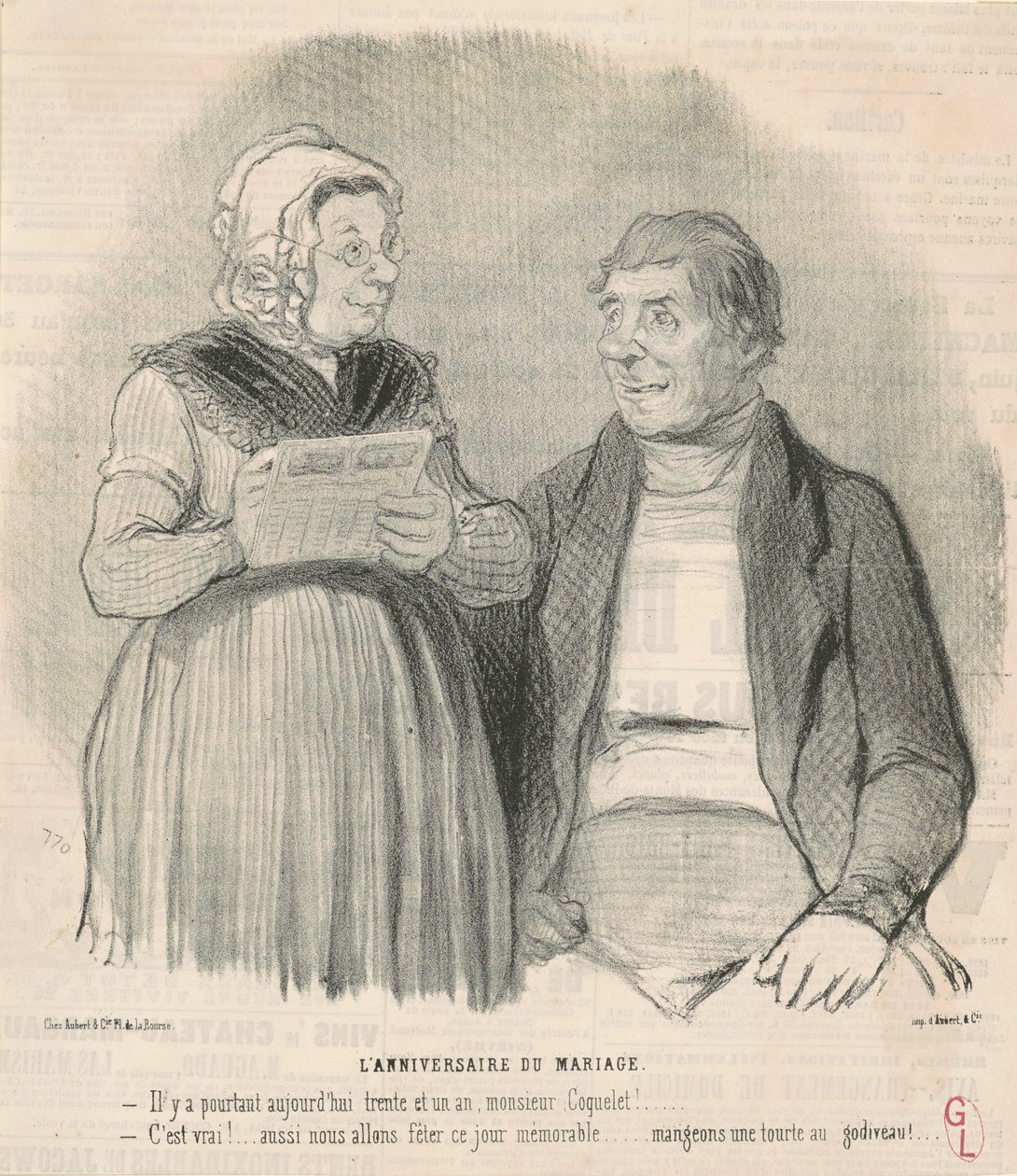 The wedding anniversary by Honoré Daumier